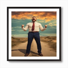 Businessman Celebrating Success Art Print