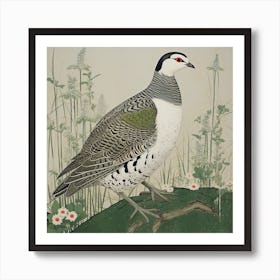 Ohara Koson Inspired Bird Painting Partridge 4 Square Art Print