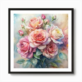 Watercolor Roses 16 Art Print