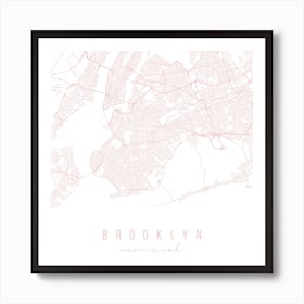 Brooklyn New York Light Pink Minimal Street Map Square Art Print