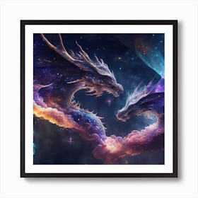 Dragons In Space 2 Art Print