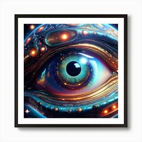 Firefly Alien Eye Reflecting A Ufo In Cosmic Wonder 13371 (2) Art Print