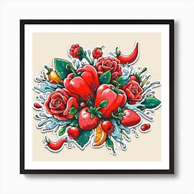 Bouquet Of Red Roses Art Print