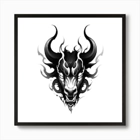 Bull Head Tattoo Art Print