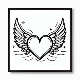 A Heart and Wings: A Fun and Bold Line Art Art Print