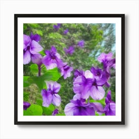 Purple Trumpet Flowers Adeline Yeo Art Print