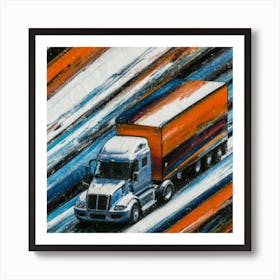 Semi Truck On The Road 1 Art Print