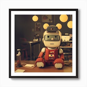 Robot On A Desk Art Print