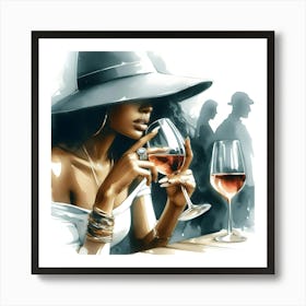 Woman Drinking Wine 4 Art Print