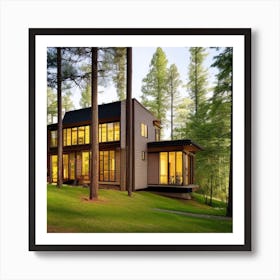 Modern House In The Woods Art Print