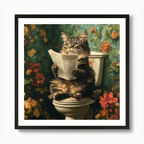 Cat Reading Newspaper 5 Art Print