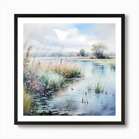 AI Serenity in Bloom: A Fen's Whispering Dreams Art Print