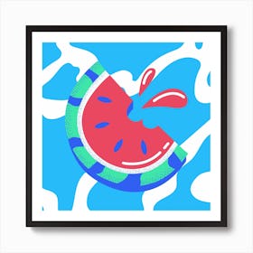 Summer Fruits Watermelon Square Art Print