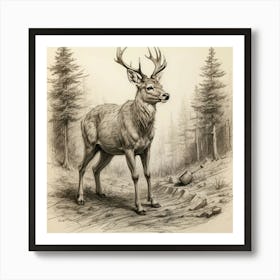 Deer In The Woods 122 Art Print