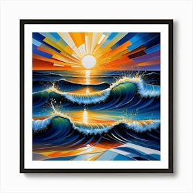 Sunset Over The Ocean Art Print