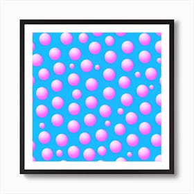 Pink Bubbles On A Blue Background Art Print