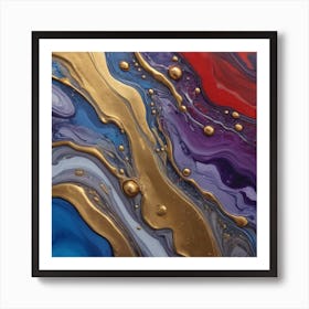 Gold River Abstract Painting Art Print