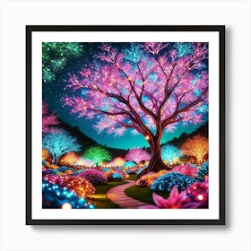 Tree At Night 2 Art Print