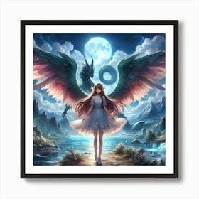 Angel Girl With Wings Art Print