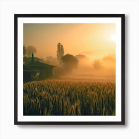 Sunrise Over A Wheat Field Art Print