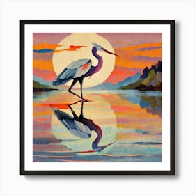 Heron At Sunset 2 Art Print