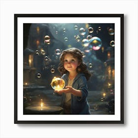 Little Girl With Bubbles Art Print