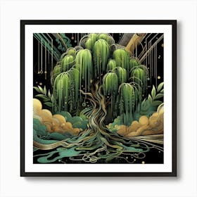 Art Deco style Willow Tree Art Print