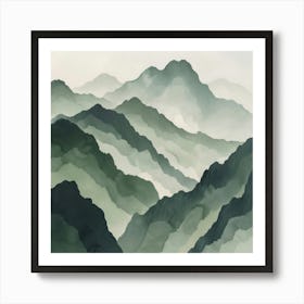 Japanese Watercolour Of Mount Hakusan 6 Art Print