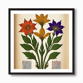 Flowers And Music Art Art Print