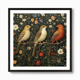 Three Birds On A Branch Art Art Print