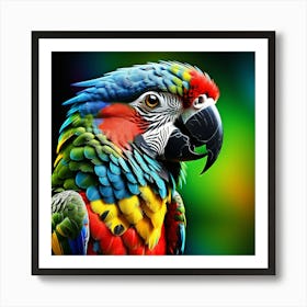 Parrot Head In A Vibrant Color Photo Realistic Painting Art Print