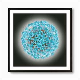 Blue Allium Flower On A Black Background Art Print