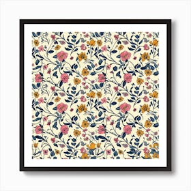 Marigold Mist Bloom London Fabrics Floral Pattern 1 Art Print