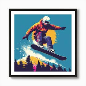 Snowboarder In The Air Art Print