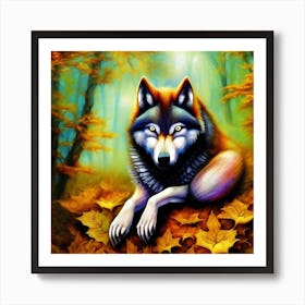 Autumn Wolf Art Print