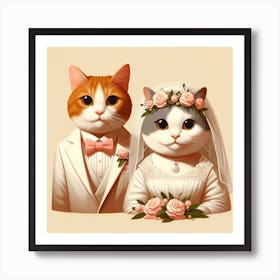 Wedding Cats V3 Art Print