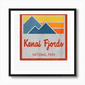 Kenai Fjords National Park Classic Retro Stripes Art Print