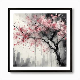 Cherry Blossoms Soaked In Spring Rain Art Print