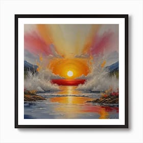 Sunset Over The Ocean 1 Art Print