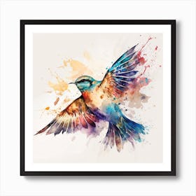 Flying Bird Watercolor Abstract Art Print