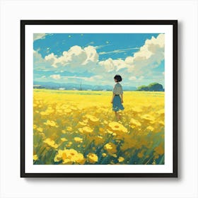 Field Of Yellow Flowers 24 Art Print