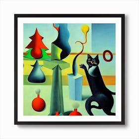 Cat With Ornaments Art Print