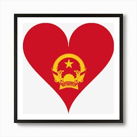 Heart Love Vietnam Flag Star Asia South Symbol Coat Of Arms Art Print