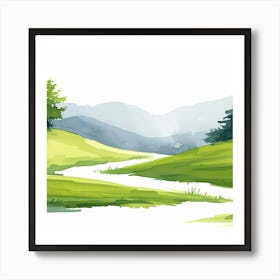 Watercolor Landscape Painting 2 Art Print