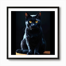 Magical Black Cat Sitting (2) Art Print