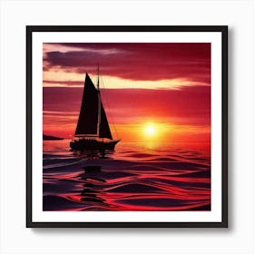 Sailboat At Sunset 13 Art Print