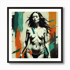 Resilience in Abstract: An Abstract Painting Of A Nude Woman Art Print