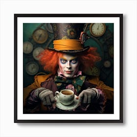 Alice In Wonderland Surreal Mad Hatter Square Art Print