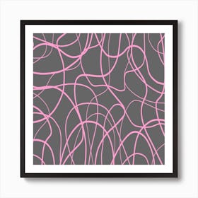 Pink And Gray Lines Abstract Art Print