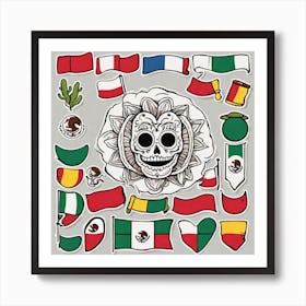 Mexican Flags 16 Art Print